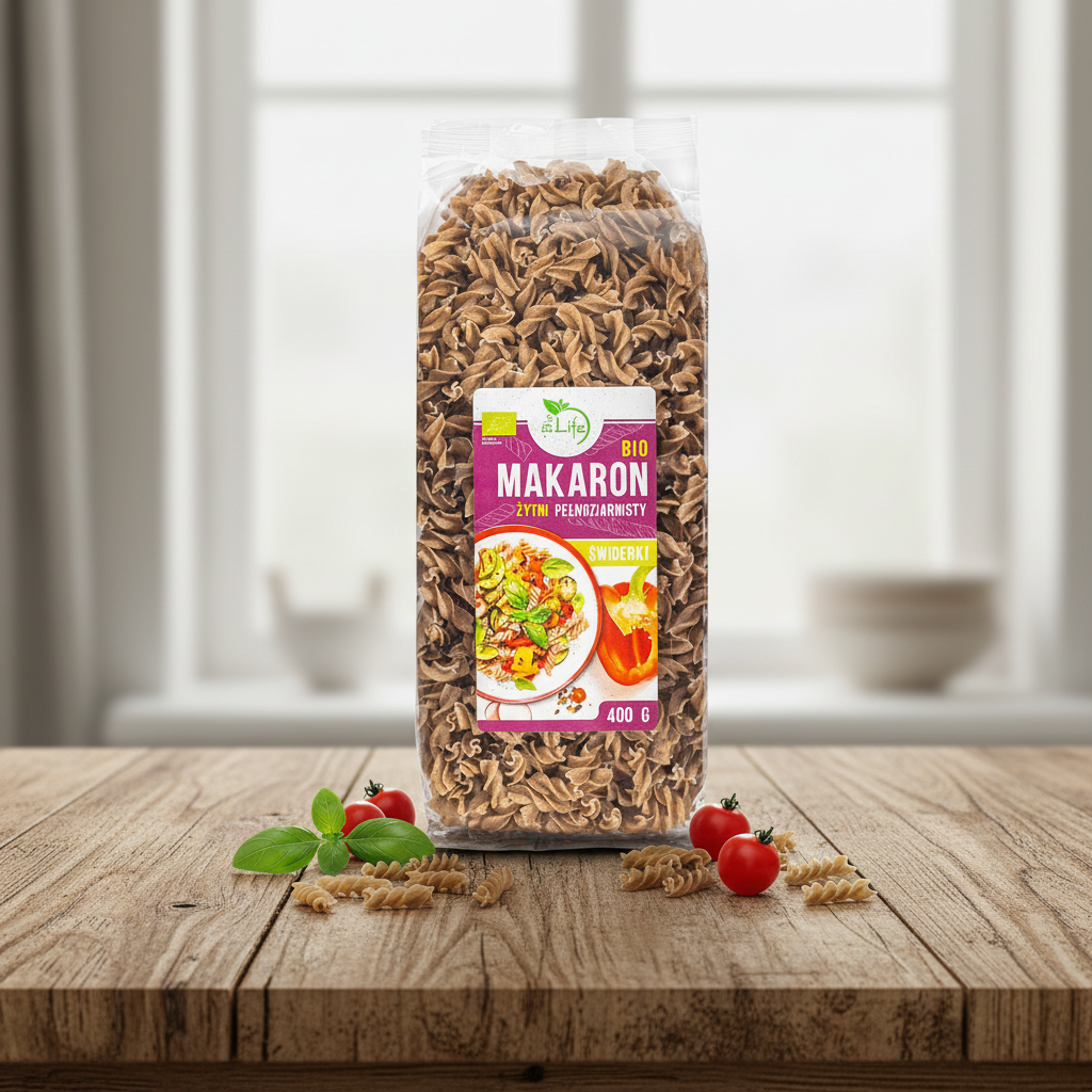 BIO Makaron żytni pełnoziarnisty - świderki 400g